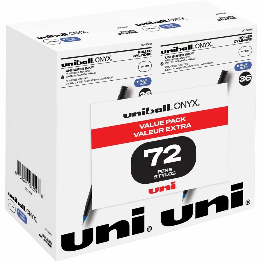 uniball™ Onyx Rollerball Pens - 0.7 mm Pen Point Size - Conical Pen Point Style - Blue - 72 / Pack