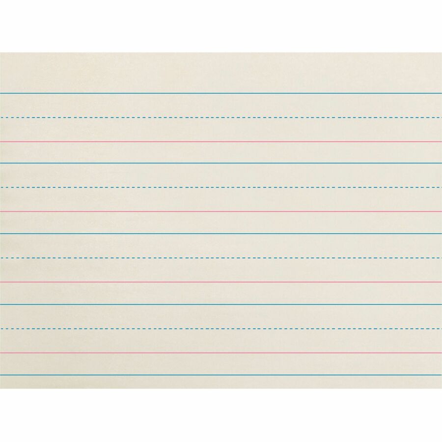 Zaner-Bloser Broken Midline Ruled Paper - Printed - 1.13" Ruled - 30 lb Basis Weight - 8" x 10 1/2" - White Paper - 500 / Ream