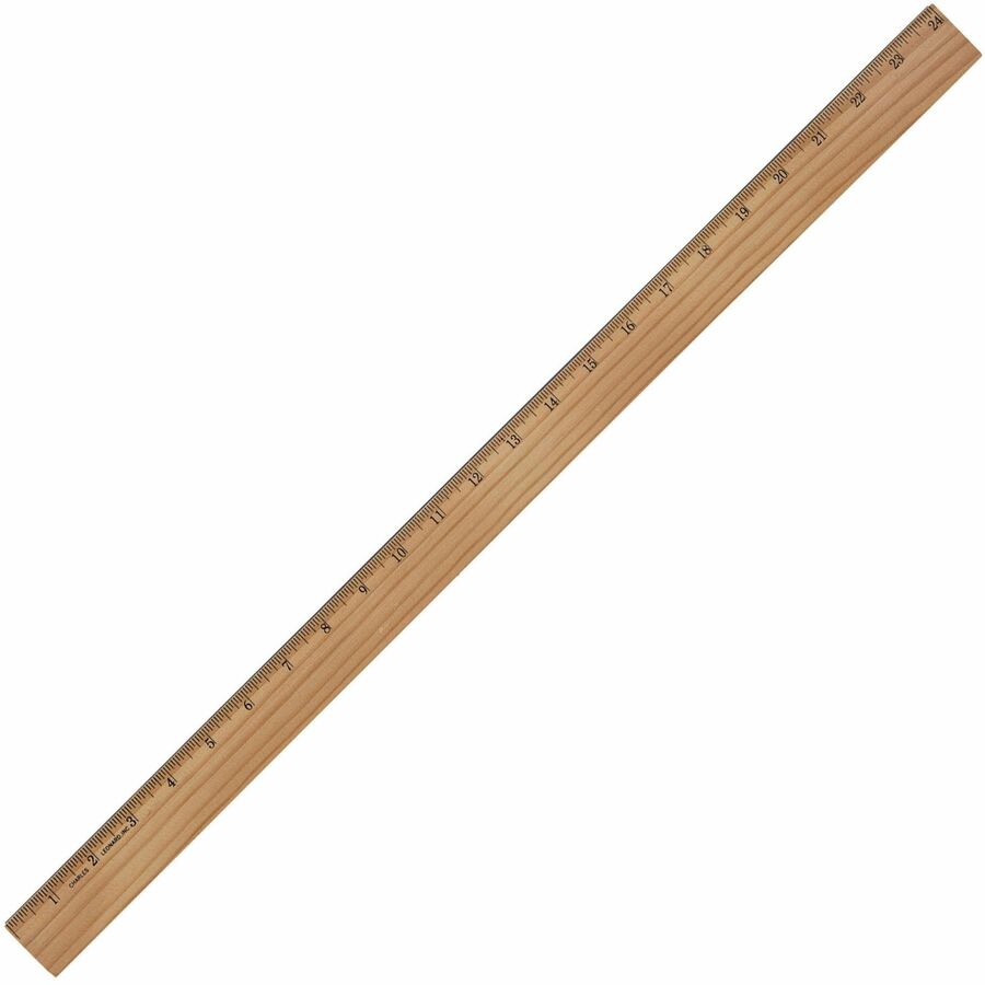 CLI Office Ruler - 24" Length 1.3" Width - Wood, Metal - 1 Each - Brown