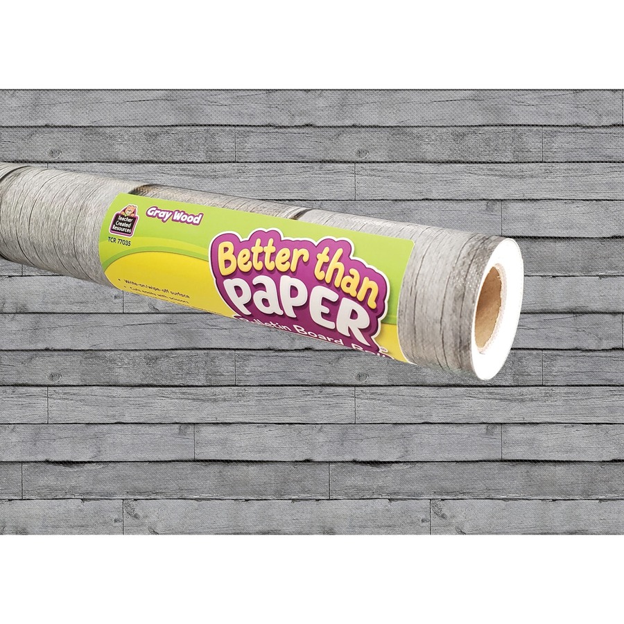 Teacher Created Resources Bulletin Board Roll - Bulletin Board, Poster, Student - 12 ftHeight x 48"Width - 1 Roll - Gray Wood - Fabric