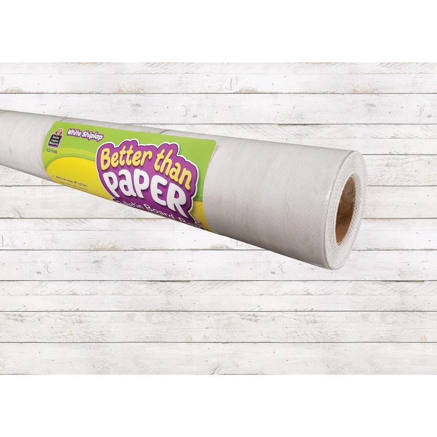 Teacher Created Resources Bulletin Board Roll - Bulletin Board, Poster, Student - 12 ftHeight x 48"Width - 1 Roll - White Shiplap - Fabric