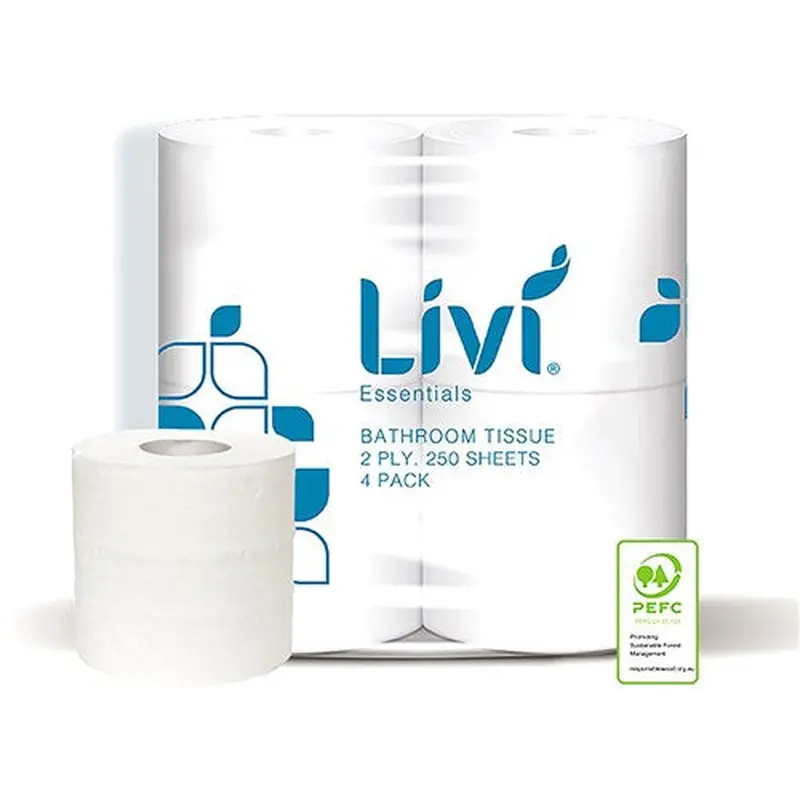 Livi Essentials Toilet Tissue 2 Ply 250 Sheets Pack 4 Carton Of 12