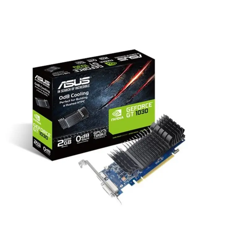 ASUS nVidia GeForce GT1030-SL-2G-BRK 2GB GDDR5 Low Profile Graphics Card with Bracket For Silent HTPC Build (With I/O Port Brackets)