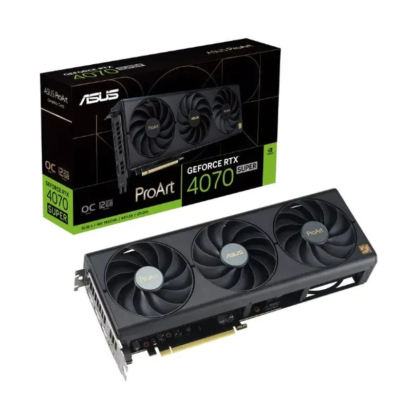 ASUS nVidia GeForce PROART-RTX4070S-O12G RTX4070 SUPER OC Edition 12GB GDDR6X, 2535MHz Boost Clock, RAM 21Gbps, 3xDP, 1xHDMI, 300x120x50mm