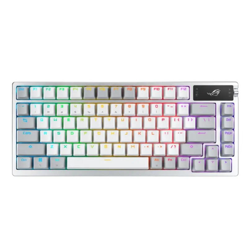 ASUS ROG AZOTH/PBT/WHT  (Snow Switch) Gaming Keyboard, OLED Display, NX Snow Switch, 75 Keys, Tri-mode Connection, White, Quiet