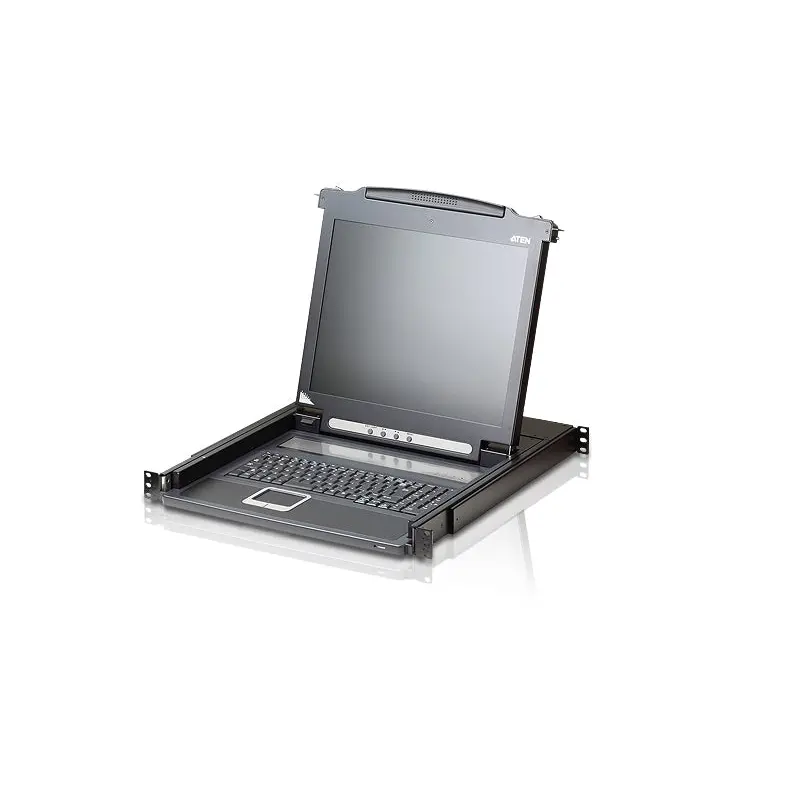 Aten Rackmount Single Rail LCD Console VGA PS/2-USB w/ 19' LCD Display, 1x Custom KVM Cable Included, 1280x1024@75hz Display, LED Illumination