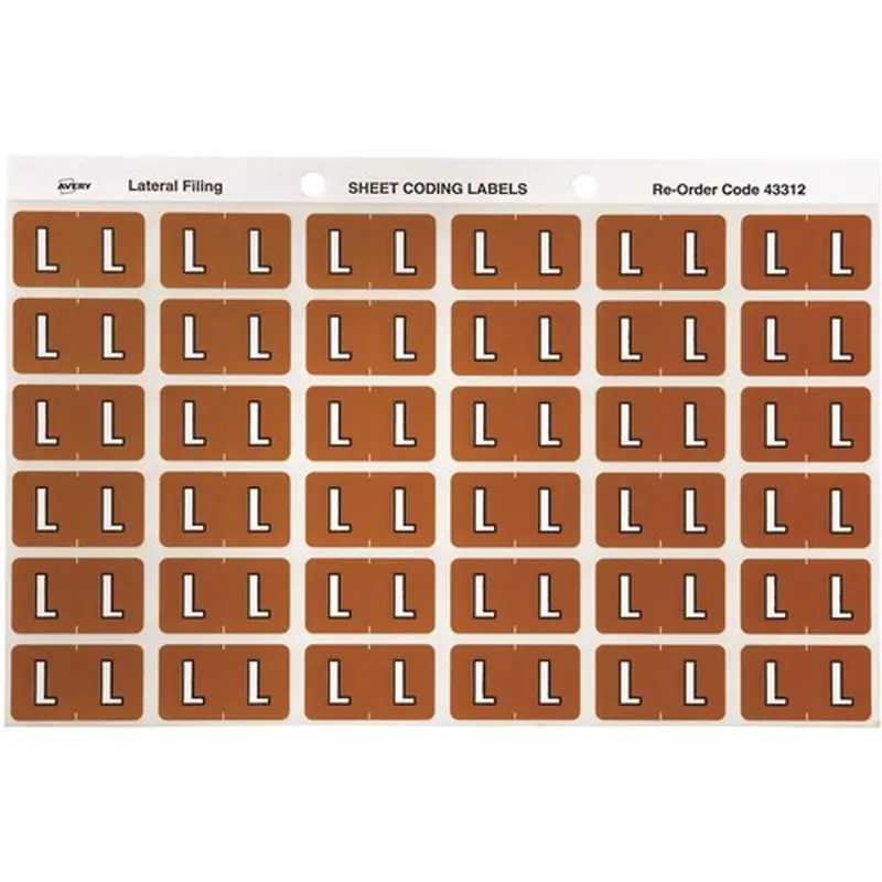 Avery Alphabet Coding Label L Side Tab 25x38mm Mustard Pack Of 180