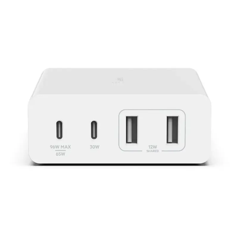 Belkin BoostCharge Pro 4-Port GaN Charger 108W - White (WCH010auWH), 2xUSB-C & 2xUSB-A, 2M Cable, Intelligent and Fast Charger, 2 Years Warranty