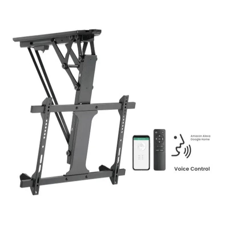 Brateck PLB-M0546AI SMART FLIP DOWN TV CEILING MOUNT POWERED BY TUYA Support most 32' ~ 70' TVs (Black) (LS)