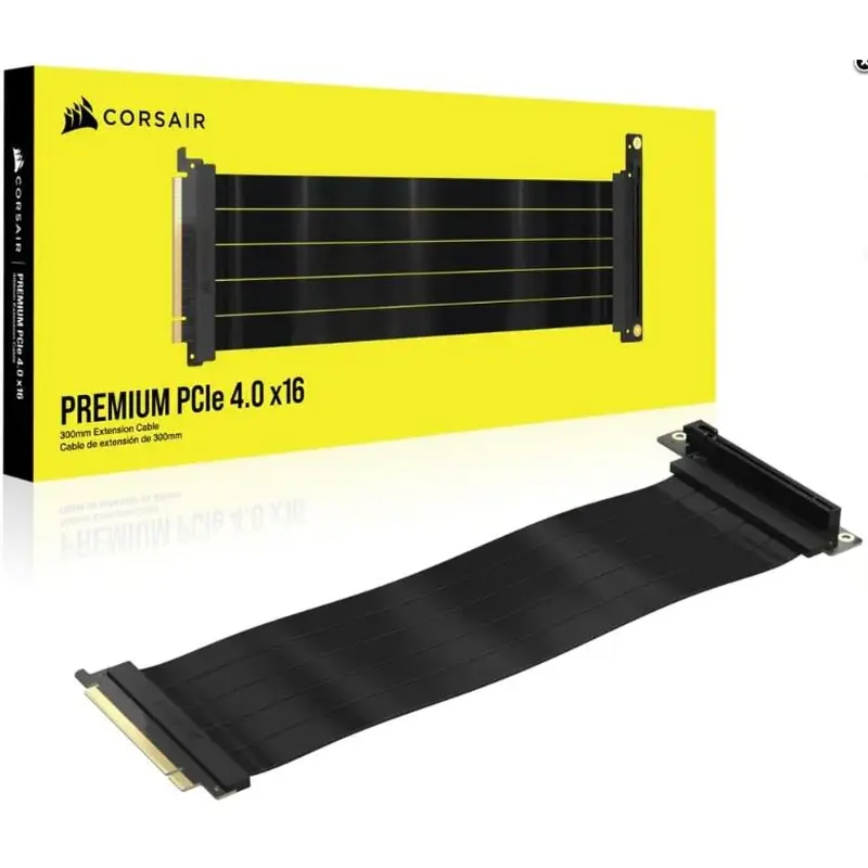 Corsair Premium PCIe 4.0 x16 Extension Cable, 300mm for vertial VGA setup. Ultra Durable. for AMD and Nvidia GPU 7 seris and 40xx Video Cards