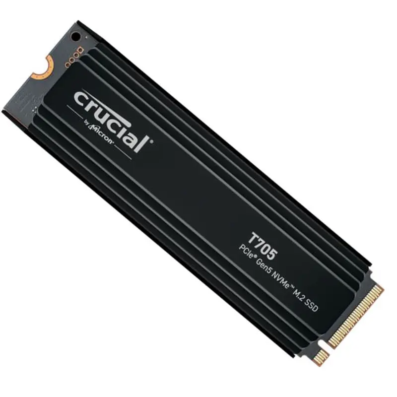 Crucial T705 4TB Gen5 NVMe SSD Heatsink - 14100/12600 MB/s R/W 2400TBW 1500K IOPs 1.5M hrs MTTF DirectStorage for Intel 14th Gen & AMD Ryzen 7000