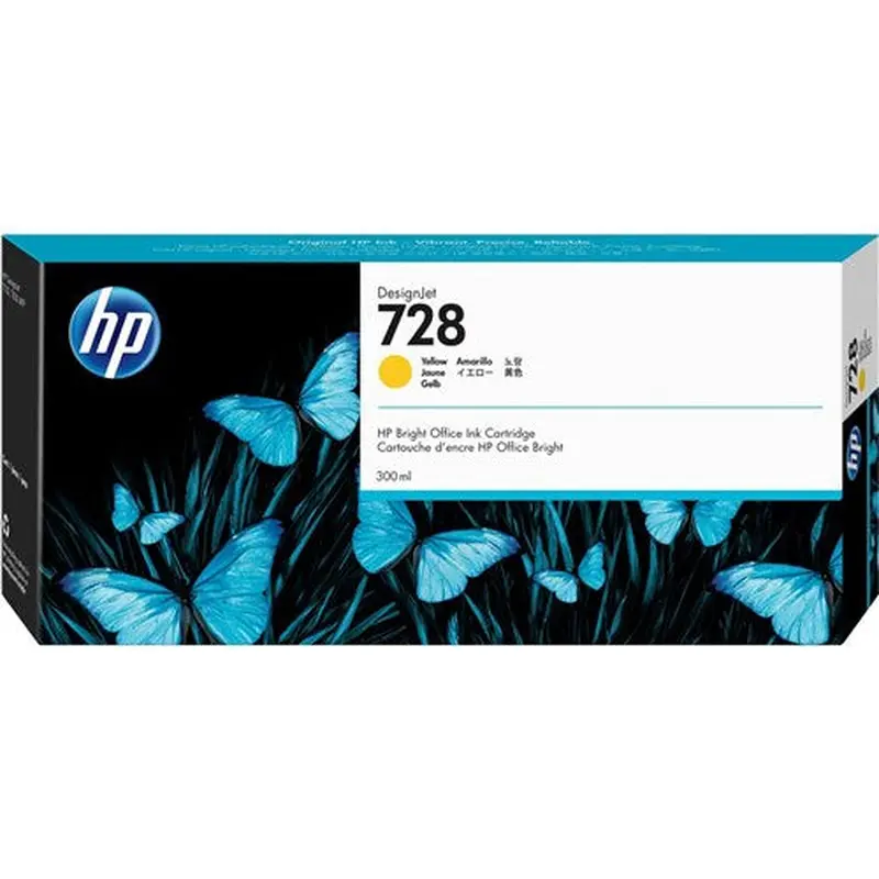 HP 728 DesignJet Ink Cartridge High Yield 300ml F9K15A Yellow