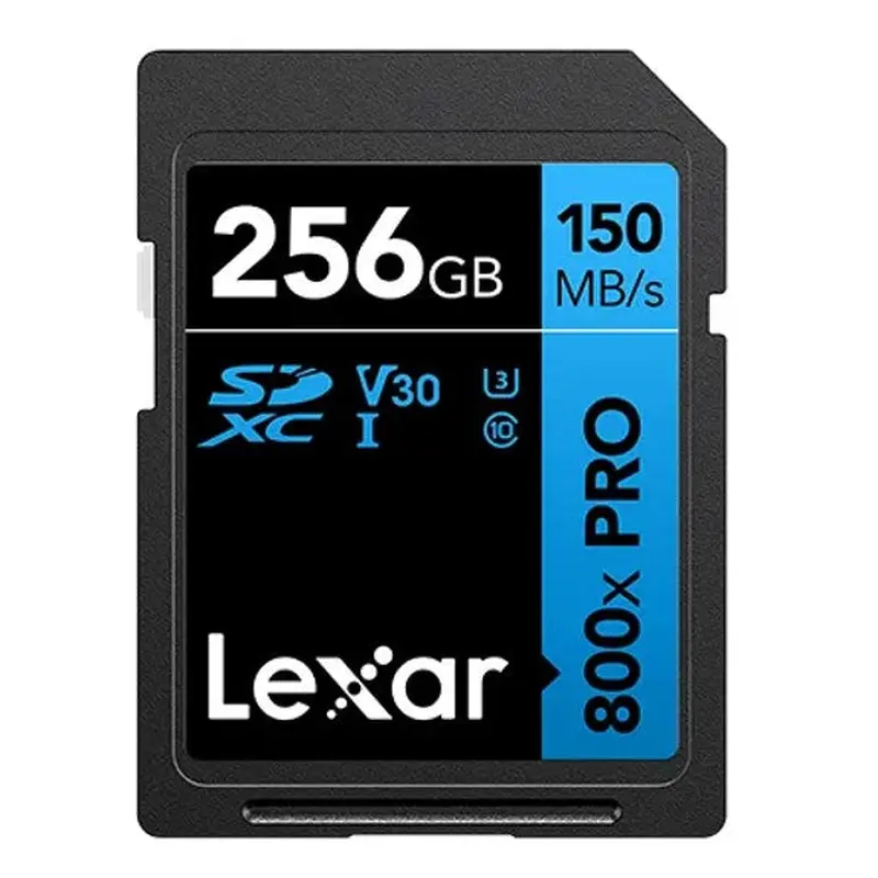 Lexar High-Performance 800x PRO 256GB SDHC/SDXC UHS-I Card BLUE Series speeds of up to 150MB/s1 shoot high-quality images and stunning 1080p Full-HD