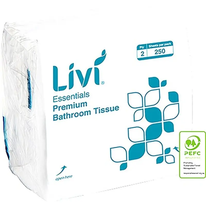 Livi Essentials Premium Toilet Tissue Interleaved 2 Ply 250 Sheets Box Of 36