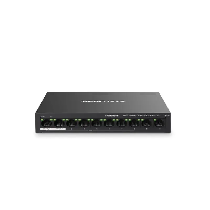 Mercusys MS110P 10-Port 10/100Mbps Desktop Switch with 8-Port PoE , Up to 250 m