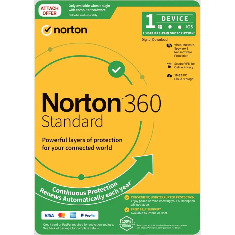 Norton 360 Standard 10GB AU 1 User 1 Device, 12 Months, Digital Key  via Email (Available on Leader Cloud)