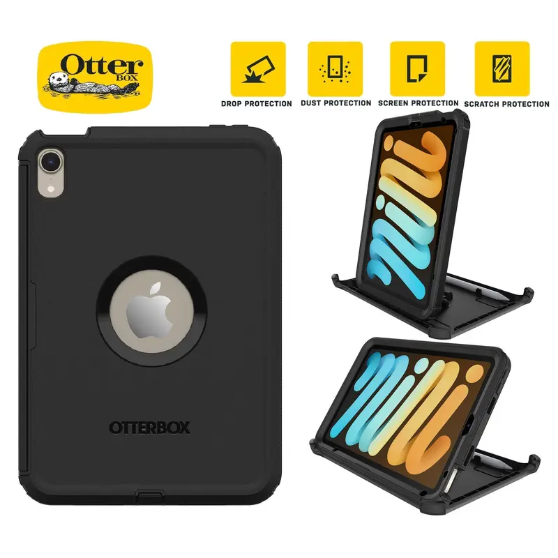 OtterBox Defender Apple iPad Mini (A17 Pro)/ iPad Mini (8.3') (6th Gen) Case Black - (77-87476), DROP  2X Military Standard, 7 Years Warranty