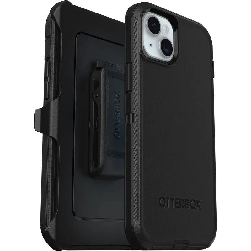 OtterBox Defender Apple iPhone 15 Plus / iPhone 14 Plus (6.7') Case Black - (77-92542), DROP  5X Military Standard,Included Holster,7 Years Warranty