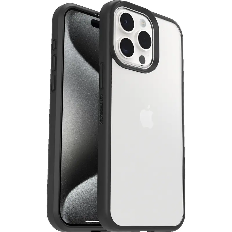OtterBox React Apple iPhone 15 Pro (6.1') Case Black Crystal (Clear/Black) - (77-92753), Antimicrobial, DROP  Military Standard, 7 Years Warranty