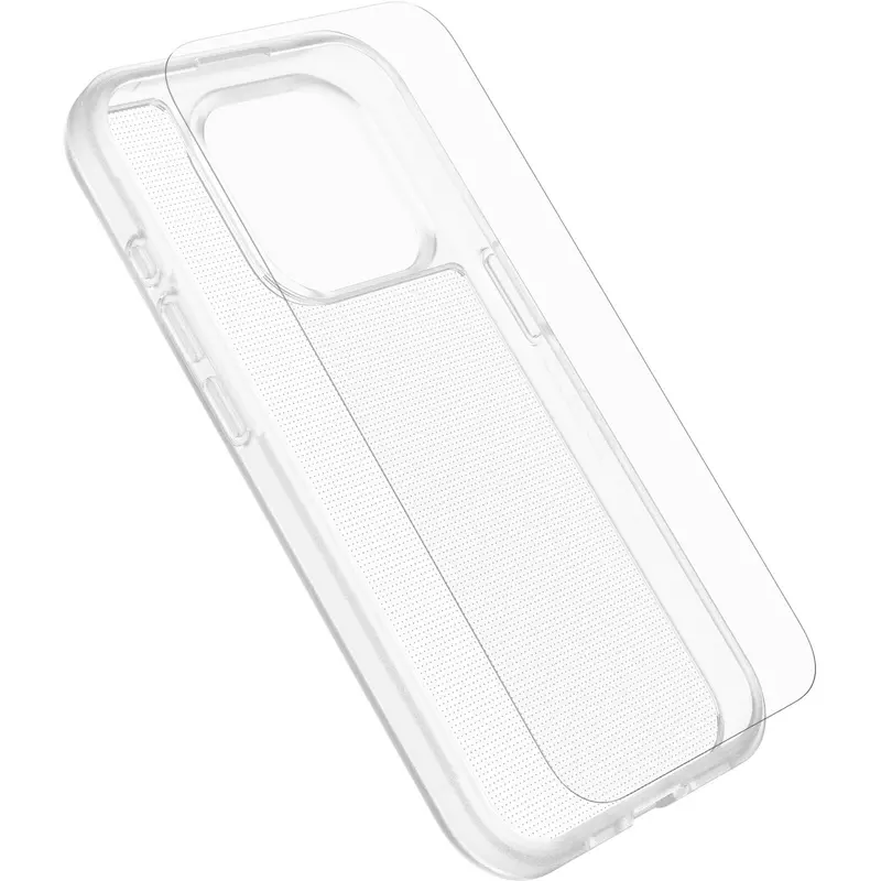 OtterBox React Case with Screen Protector Apple iPhone 15 Pro (6.1') Clear -(78-81235),DROP  Military Standard Case ,2X Anti-Scratch ,7 Years Warranty
