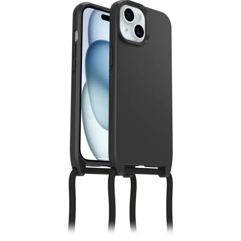 OtterBox React Necklace MagSafe Apple iPhone 15 (6.1') Case Black - (77-93593), DROP  Military Standard, Detachable Nylon Rope, 7 Years Warranty
