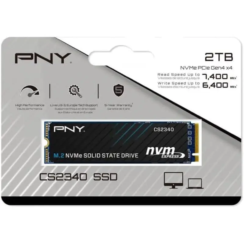 PNY CS2340 2TB M280CS2340-2TB-TB 7,400 MB/s (Read), 6,400 MB/s (Write)