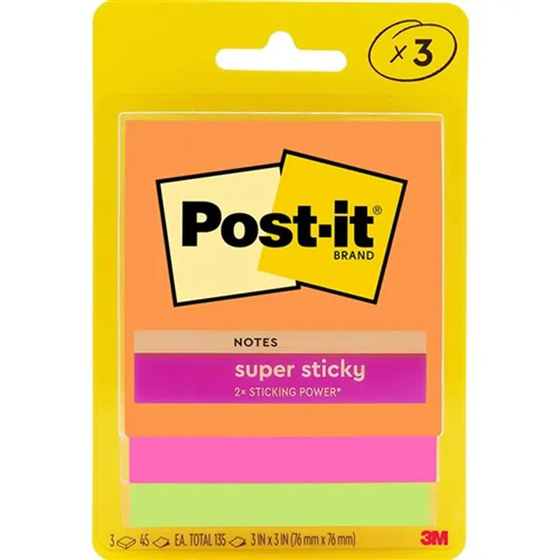 Post-it 3321-SSAU Super Sticky Notes 76 x 76mm Energy Boost Pack of 3