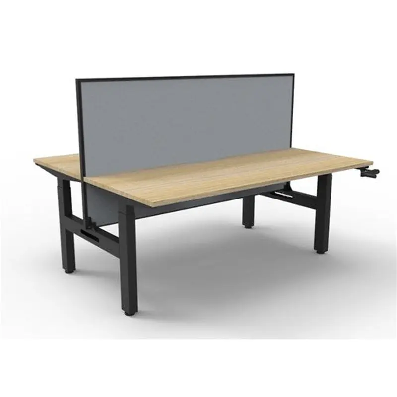 Rapidline Boost Manual Height Adjustable Workstastion   Screen 2 Person 1200W Oak/Blk