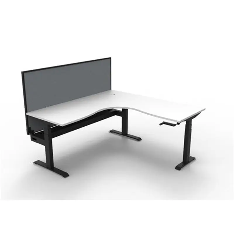 Rapidline Boost Manual Height Corner Workstation  Cable Tray Screen 1500/1500W Wht/Blk