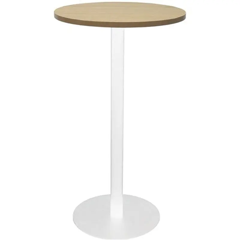 Rapidline Disc Base Dry Bar Table 600D x 1085mmH Oak Top White Base