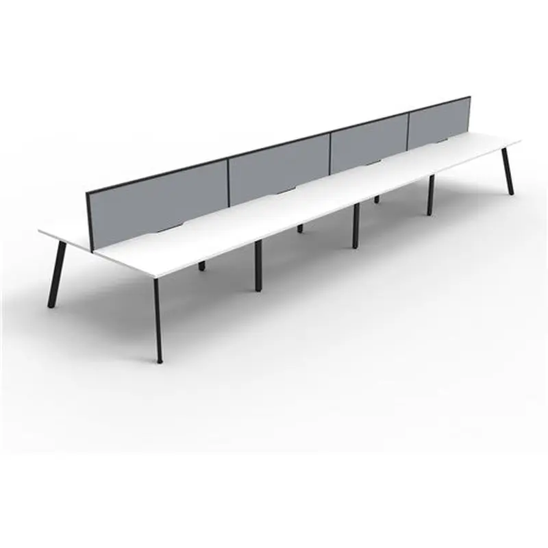 Rapidline Eternity Workstation Double Sided 8 Person   Screen 4800Wx1530Dx1200mmH White/Blk