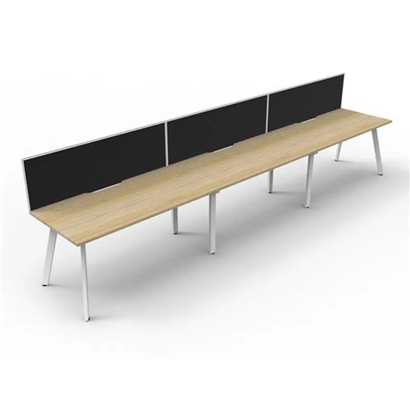 Rapidline Eternity Workstation Single Sided 3 Person   Screen 4500Wx750Dx1200mmH Oak/White