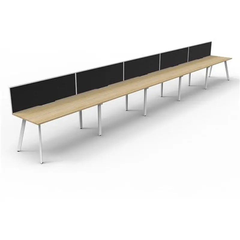 Rapidline Eternity Workstation Single Sided 5 Person   Screen 7500Wx750Dx1200mmH Oak/White