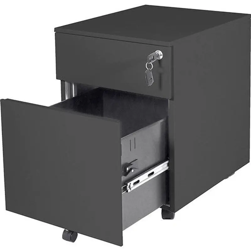 Rapidline Go Steel Mobile Pedestal 1 Drawer 1 File 390W x 472D x 527mmH Black
