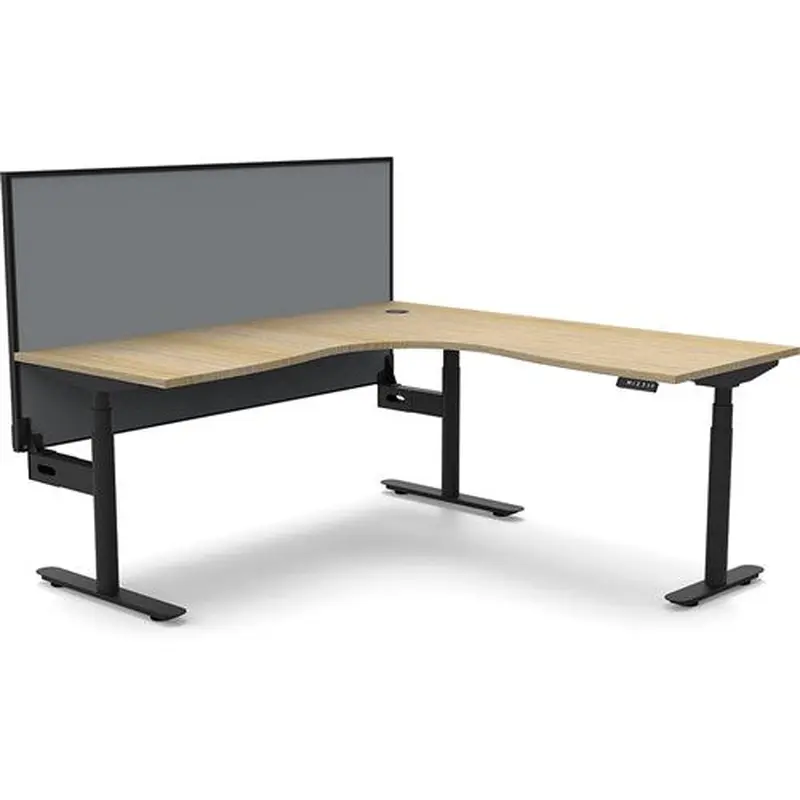 Rapidline Halo  Corner Workstation Screen 1800/1500W x 750D x 1330mmH Oak/Black