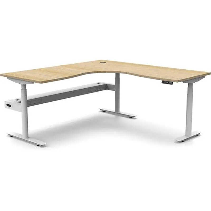 Rapidline Halo  Corner Workstation   Tray 1500/1500W x 750D x 1270mmH Oak/White