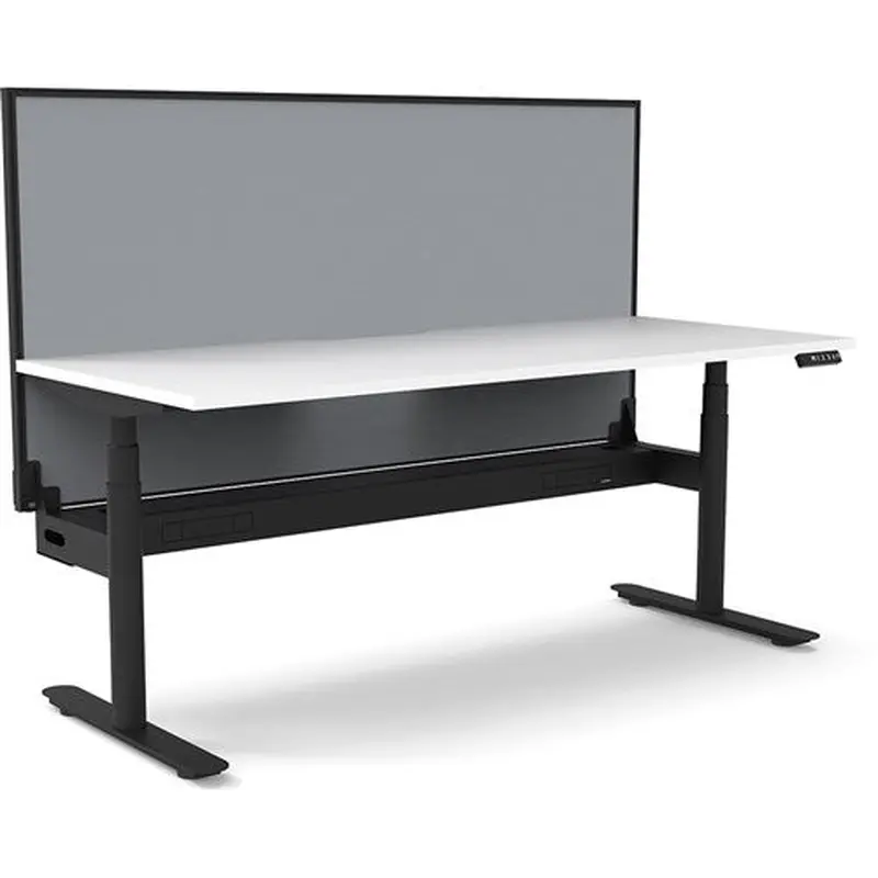 Rapidline Halo  Single Sided Workstation   Screen   Cable Tray 1200mmW White/Black