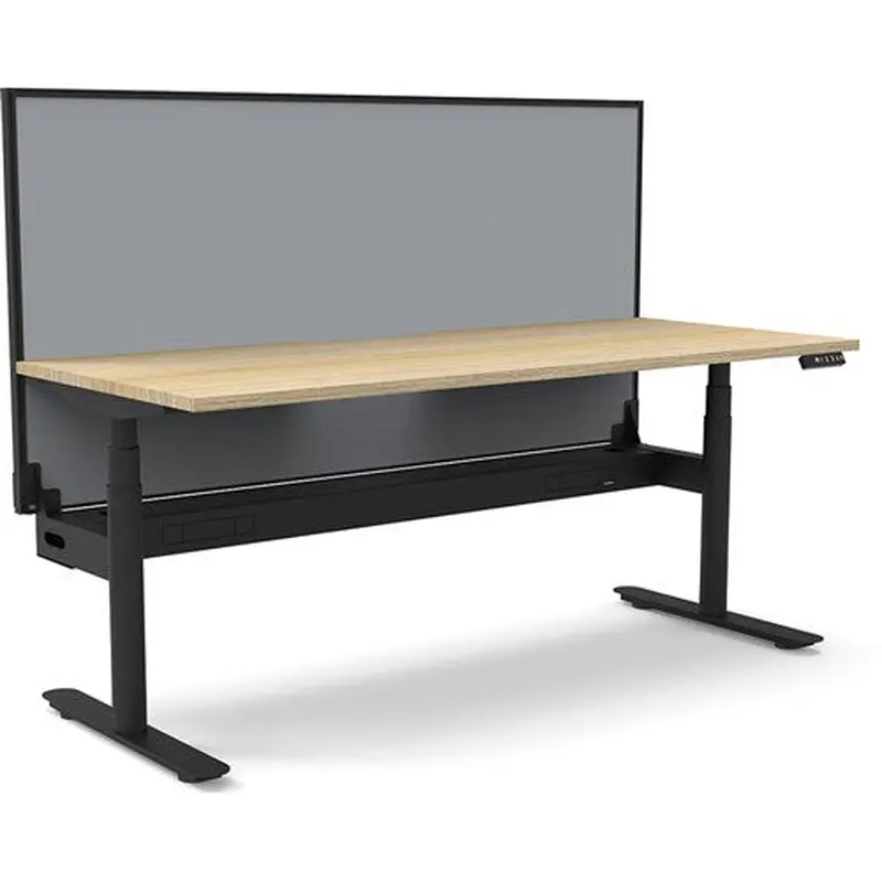 Rapidline Halo  Single Sided Workstation   Screen   Cable Tray 1800mmW Oak/Black