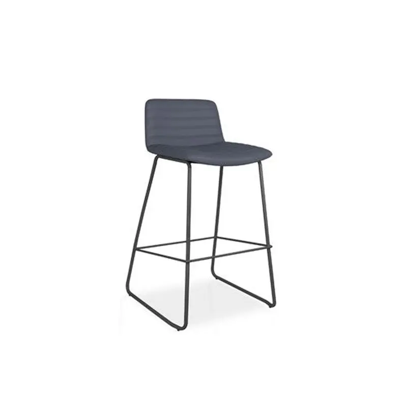 Rapidline Pixel Bar Stool 730mmH Black Frame And French Navy PU Leather Seat