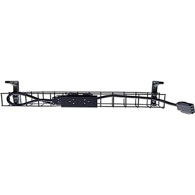 Rapidline Single Tier Cable Basket Kit 1250mm 2GPO 2m Interconnecting Lead Black