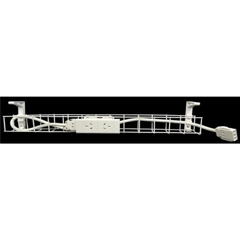 Rapidline Single Tier Cable Basket Kit 950mm 2GPO   1.5m Interconnecting Lead White
