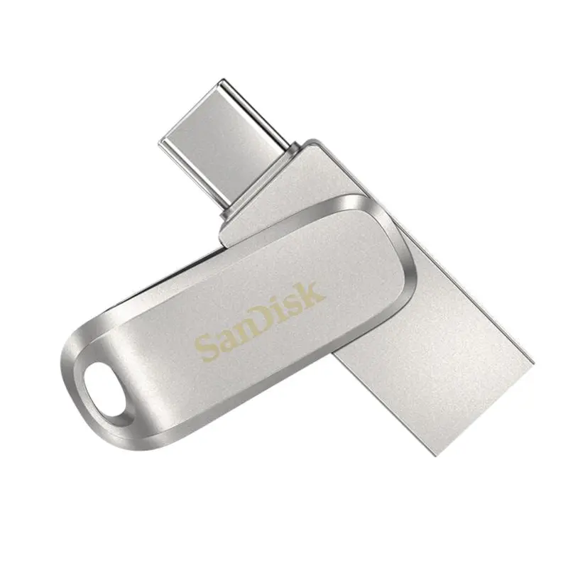 SanDisk 256GB Ultra Dual Drive Luxe USB-C & USB-A Flash Drive Memory Stick 150MB/s USB3.1 Type-C Swivel for Android Smartphones Tablets Macs PCs