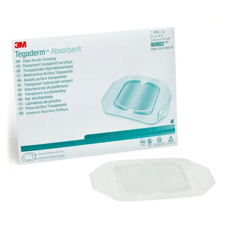 3M Tegaderm Absorbent Absorbent Transparent Film Dressing 5-7/8 X 6 Inch Rectangle Sterile (1214365_BX) 10/BX