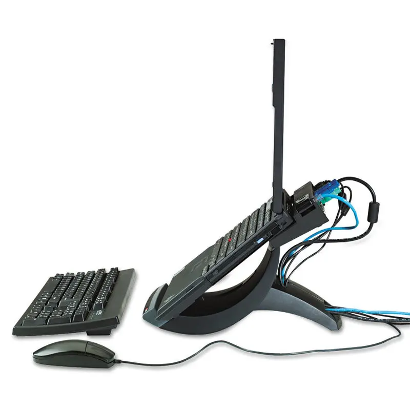 3M Vertical Notebook Computer Riser with Cable Management, 9" x 12" x 6.5" to 9.5", Black/Charcoal Gray, Supports 20 lbs (MMMLX550) Each