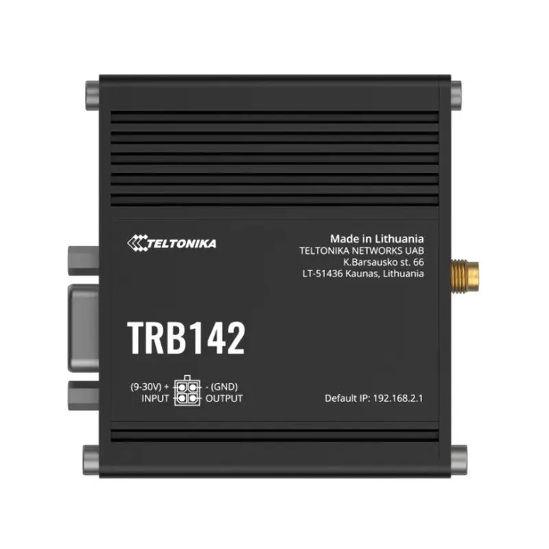 Teltonika TRB142 Industrial Rugged LTE RS232 Gateway, 4G/LTE (Cat 1), Equipped with RS232, Compatible with Industrial DNP3, PSU included