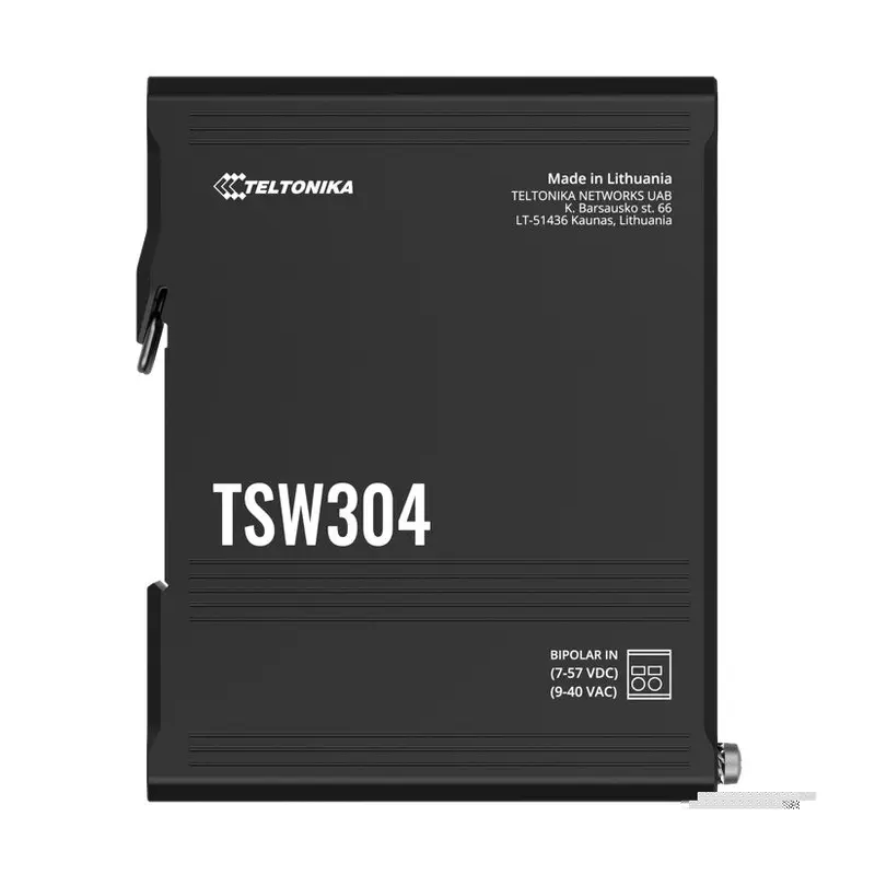 Teltonika TSW304 DIN Rail Ethernet Switch, 4x Gigabit Ethernet with speeds of up to 1000 Mbpsl, Wide Range of Voltages, PSU excluded
