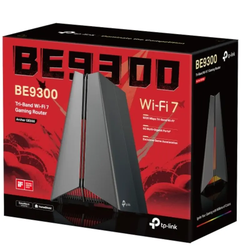 TP-Link Archer GE550 BE9300 Tri-Band Wi-Fi 7 Gaming Router (WIFI7) 574 Mbps at 2.4 GHz   2882 Mbps at 5 GHz   5764 Mbps at 6 GHz,  4 Internal Antenna