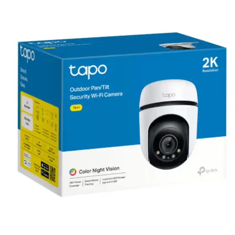 TP-Link TC41 Outdoor Pan/Tilt Security WiFi Camera, 2K, Colour Night Vision, 360 Visual Coverage, Smart Motion Tracking, Multiple Detection