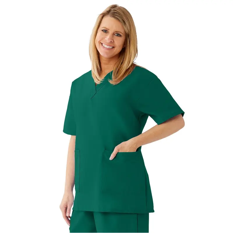 AngelStat Women's V-Neck Tunic Scrub Tops with 2 Pockets, Hunter, Size 4XL, 1 EA (893NHG4XL) Each