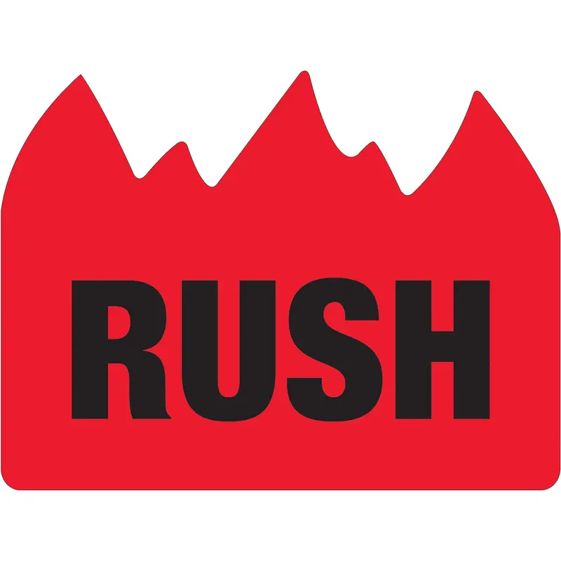 1 1/2 x 2" - "Rush" (Bill of Lading) Flame Labels (DL1401) Roll Of 500